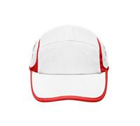 James & Nicholson 4 Panel Running Cap MB6544, weiß/rot, Einheitsgröße (Anstoßkappe & Schutzmütze)