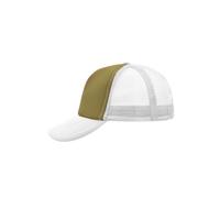 James & Nicholson 5 Panel Mesh Cap MB070, oliv/weiß, Einheitsgröße (Anstoßkappe & Schutzmütze)