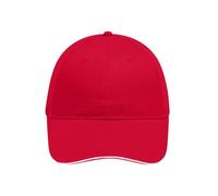 James & Nicholson 6 Panel Sandwich Cap gebürstet MB6212, rot/weiß, Einheitsgröße (Anstoßkappe & Schutzmütze)