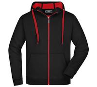 James & Nicholson Herren Bonding Jacke - Sportliche Kapuzenjacke mit Fleecefutter | Farbe: black/red | Grösse: XL
