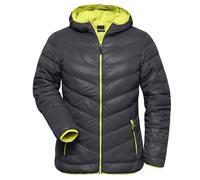 Ladies' Down Jacket Ultraleichte Daunenjacke mit Kapuze in sportlichem Style grau/gelb, Gr. L