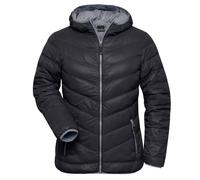 Ladies' Down Jacket Ultraleichte Daunenjacke mit Kapuze in sportlichem Style schwarz/grau, Gr. L