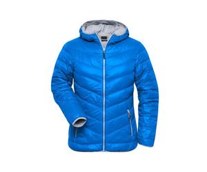 James & Nicholson Damen Daunenjacke ultraleicht JN1059, blau/silber, Größe XL (Outdoorkleidung & Freizeitkleidung)