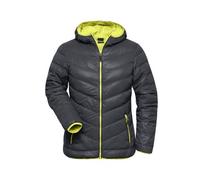 James & Nicholson Damen Daunenjacke ultraleicht JN1059, carbon/acid-gelb, Größe L (Outdoorkleidung & Freizeitkleidung)