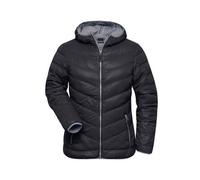 Ladies' Down Jacket Ultraleichte Daunenjacke mit Kapuze in sportlichem Style schwarz/grau, Gr. L