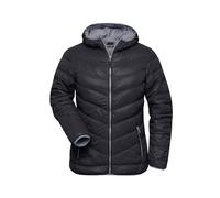 James & Nicholson Damen Daunenjacke ultraleicht - Taillierte, sehr leichte Daunenjacke in trendiger Optik | Farbe: black/grey | Grösse: M