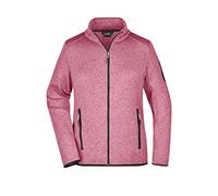 James & Nicholson Damen Fleece Strickjacke - Taillierte Jacke aus Strickfleece mit Stehkragen | Farbe: pink-melange/off-white | Grösse: S