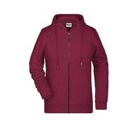 James & Nicholson Damen Hoody Sweatjacke - Leicht taillierte Jacke aus French Terry in Bio-Qualität | Farbe: burgundy-Melange | Grösse: XL