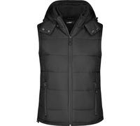 Ladies' Padded Vest Modische Steppweste mit abnehmbarer Kapuze schwarz, Gr. XXL
