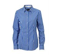 James & Nicholson Damen Ladies' Checked Blouse Bluse, Blau (Royal/White), 38 (Herstellergröße: L)