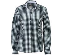 James & Nicholson Damen Ladies' Checked Blouse Bluse, Grün (Forest-Green/White), 34 (Herstellergröße: S)