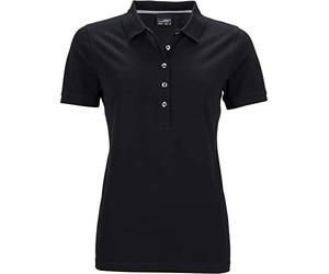 James & Nicholson Damen Ladies' Pima Polo Poloshirt, Schwarz (Black), 36 (Herstellergröße: M)
