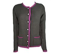 James & Nicholson Damen Ladies' Traditional Knitted Jacket Trachtenstrickjacke, Braun (Brown-Melange/Purple), 36 (Herstellergröße: M)