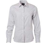 James & Nicholson Damen Popeline Bluse langarm JN677 light grey 3XL