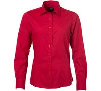 James & Nicholson Damen Popeline Bluse langarm JN677 red XL
