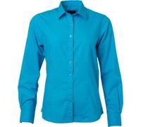 James & Nicholson Damen Popeline Bluse langarm JN677 turquoise 3XL