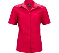 James & Nicholson Damen Popeline Business Bluse kurzarm JN643 red S