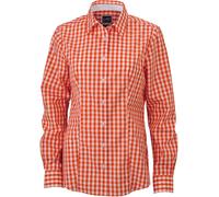 James & Nicholson Damen Popeline Karo Bluse langarm JN616 dark orange/white XL