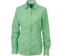 James & Nicholson Damen Popeline Karo Bluse langarm JN616 green/white XL