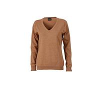 James & Nicholson Damen Pullover Ladies' V-Neck Pullover, Camel, S, JN658 cm