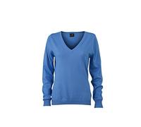 James & Nicholson Damen Pullover Ladies' V-Neck Pullover, Glacier-Blue, M, JN658 gb