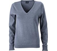 James & Nicholson Damen Pullover Ladies' V-Neck Pullover, Grey-Heather, XXL, JN658 gh