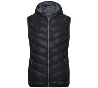 James & Nicholson Damen Sommer Daunenweste - Federleichte Daunenweste in trendiger V-Steppung | Farbe: black/grey | Grösse: L