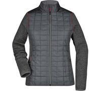 James & Nicholson Damen Strick Hybrid Jacke Stepp-Jacke JN741 grey melange/anthracite melange M