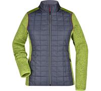 James & Nicholson Damen Strick Hybrid Jacke Stepp-Jacke JN741 kiwi melange/anthracite melange L