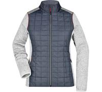 James & Nicholson Damen Strick Hybrid Jacke Stepp-Jacke JN741 light melange/anthracite melange XXL