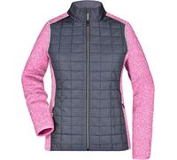 James & Nicholson Damen Strick Hybrid Jacke Stepp-Jacke JN741 pink melange/anthracite melange S