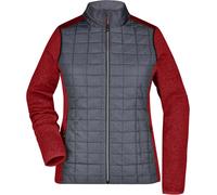 James & Nicholson Damen Strick Hybrid Jacke Stepp-Jacke JN741 red melange/anthracite melange XS