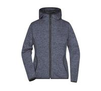 James & Nicholson Damen Strick Kapuzenjacke JN588, denim-melange/schwarz, Größe XXL (Outdoorkleidung & Freizeitkleidung)
