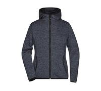 James & Nicholson Damen Strick Kapuzenjacke - Taillierte Kapuzenjacke in melierter Strickoptik | Farbe: dark-melange/black | Grösse: S