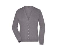 Ladies' V-Neck Cardigan Klassische Baumwoll-Strickjacke grau, Gr. M