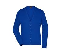 Ladies' V-Neck Cardigan Klassische Baumwoll-Strickjacke blau, Gr. S