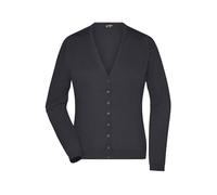 James & Nicholson Damen Strickjacke - Lässige geknöpfte Jacke aus leichtem Baumwollstrick | Farbe: Black | Grösse: XS