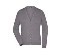 James & Nicholson Damen Strickjacke - Lässige geknöpfte Jacke aus leichtem Baumwollstrick | Farbe: Grey-Heather | Grösse: XXL