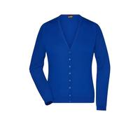 Ladies' V-Neck Cardigan Klassische Baumwoll-Strickjacke blau, Gr. S