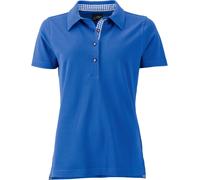James & Nicholson Damen Trachtenpoloshirt JN715, königs-blau/weiß, Größe M (Arbeitshemd & Arbeitsshirt)