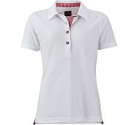 James & Nicholson Damen Trachtenpoloshirt JN715, weiß/rot, Größe L (Arbeitshemd & Arbeitsshirt)