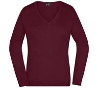 James & Nicholson Damen V-Auschnitt-Pullover JN658 Gr. XL bordeaux
