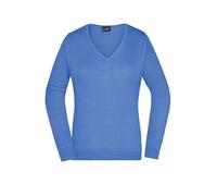 James & Nicholson Damen V-Pullover - Leichter Strickpullover in hochwertiger Ausführung | Farbe: glacier-blue | Grösse: M