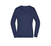 James & Nicholson Damen V-Pullover - Leichter Strickpullover in hochwertiger Ausführung | Farbe: navy | Grösse: XS
