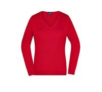 James & Nicholson Damen V-Pullover - Leichter Strickpullover in hochwertiger Ausführung | Farbe: red | Grösse: XL
