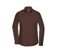 James & Nicholson Damenbluse Poplin Langarm - Taillierte Bluse in pflegeleichtem Materialmix | Farbe: brown | Grösse: XXL