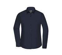 James & Nicholson Damenbluse Poplin Langarm - Taillierte Bluse in pflegeleichtem Materialmix | Farbe: navy | Grösse: 3XL