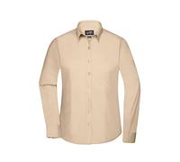 James & Nicholson Damenbluse Poplin Langarm - Taillierte Bluse in pflegeleichtem Materialmix | Farbe: stone | Grösse: S
