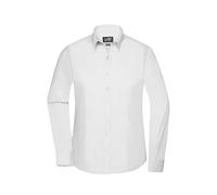 James & Nicholson Damenbluse Poplin Langarm - Taillierte Bluse in pflegeleichtem Materialmix | Farbe: white | Grösse: L
