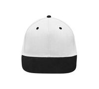 James & Nicholson Flat Peak Cap MB6581, weiß/schwarz, Einheitsgröße (Anstoßkappe & Schutzmütze)